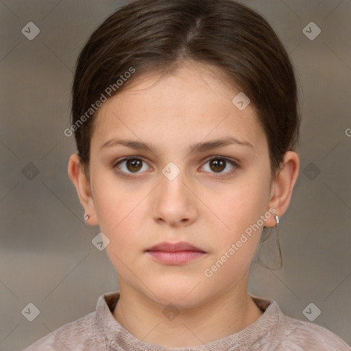 Neutral white child female with short  brown hair and brown eyes