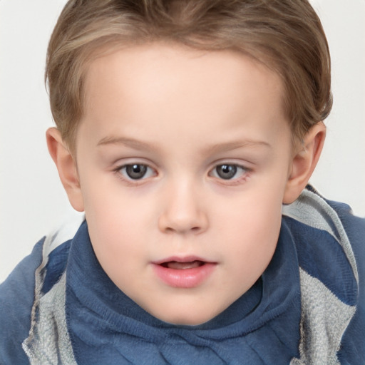 Neutral white child female with short  brown hair and brown eyes