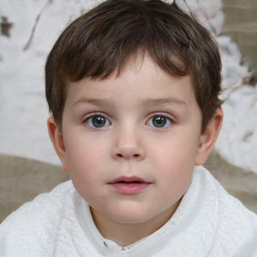 Neutral white child male with short  brown hair and brown eyes