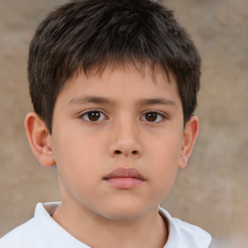 Neutral asian child male with short  brown hair and brown eyes