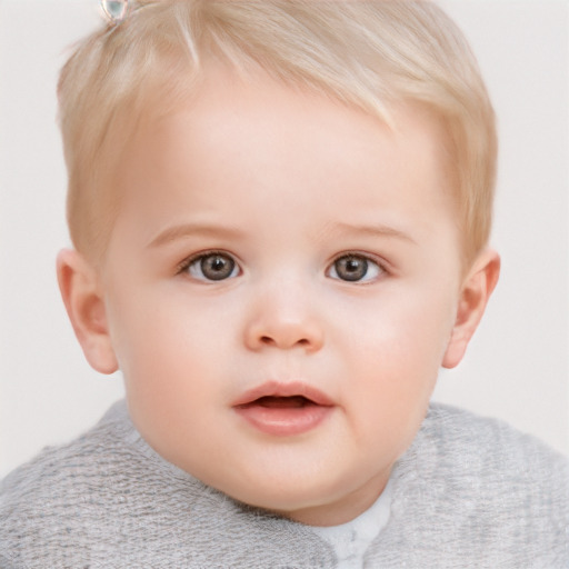 Neutral white child female with short  brown hair and blue eyes