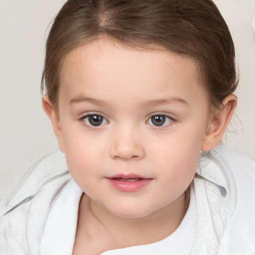 Neutral white child female with medium  brown hair and brown eyes