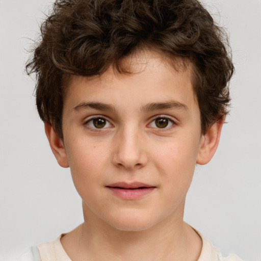 Neutral white child male with short  brown hair and brown eyes