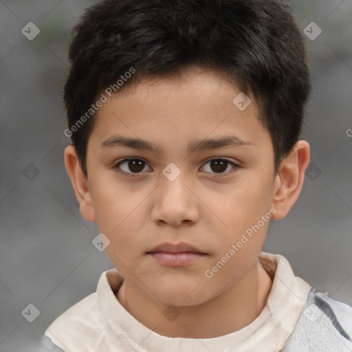 Neutral white child male with short  brown hair and brown eyes