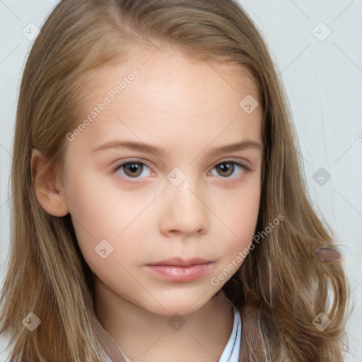 Neutral white child female with medium  brown hair and brown eyes