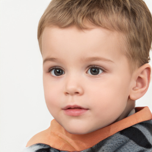 Neutral white child male with short  brown hair and brown eyes