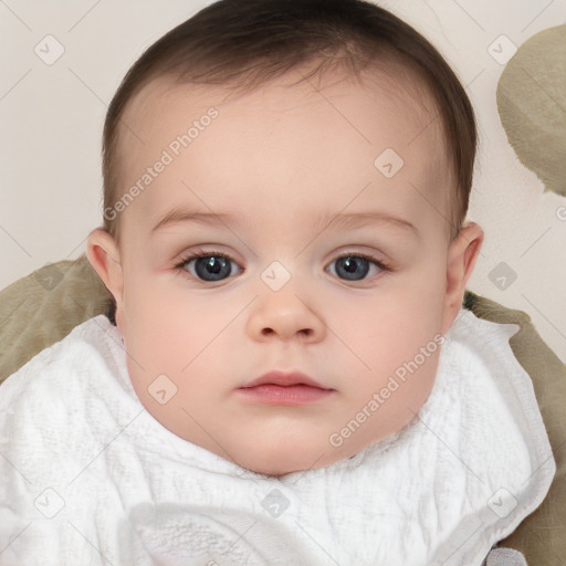 Neutral white child female with short  brown hair and brown eyes