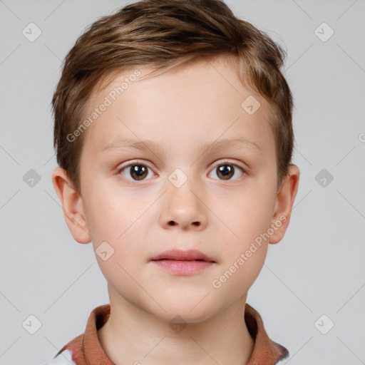 Neutral white child male with short  brown hair and brown eyes