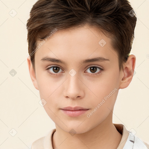 Neutral white child male with short  brown hair and brown eyes