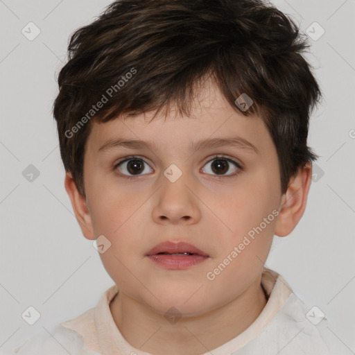 Neutral white child male with short  brown hair and brown eyes