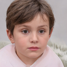 Neutral white child female with short  brown hair and brown eyes