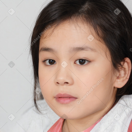 Neutral white child female with medium  brown hair and brown eyes