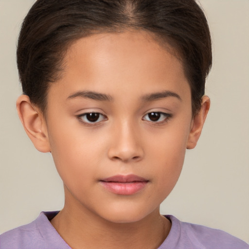 Neutral white child female with short  brown hair and brown eyes