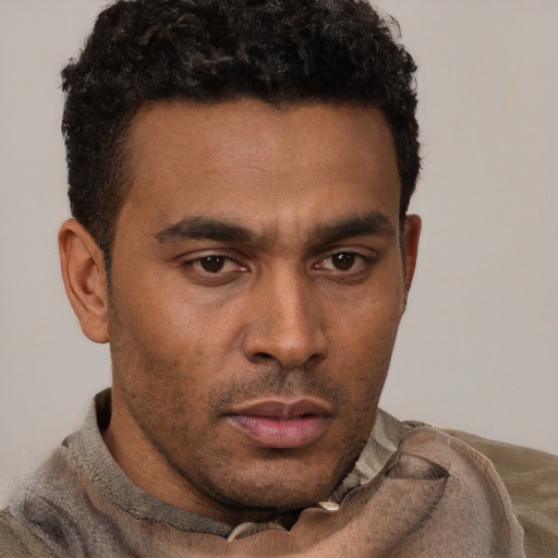 Neutral latino young-adult male with short  brown hair and brown eyes