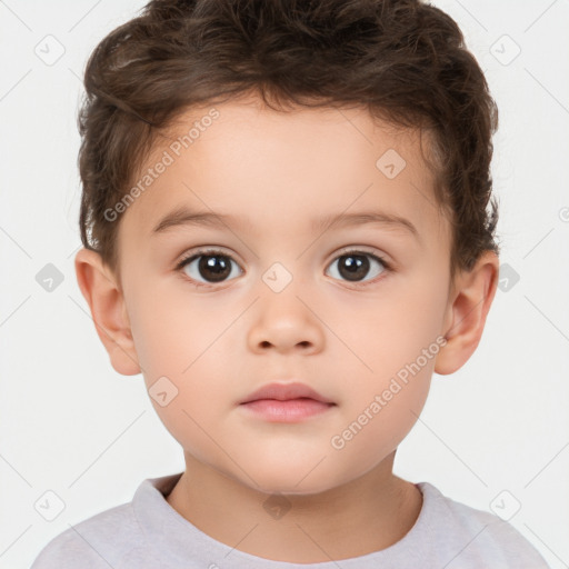 Neutral white child male with short  brown hair and brown eyes