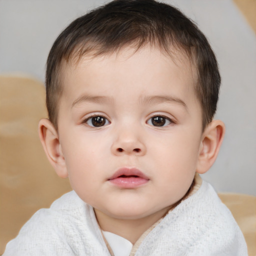 Neutral white child male with short  brown hair and brown eyes