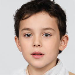 Neutral white child male with short  brown hair and brown eyes