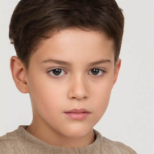 Neutral white child female with short  brown hair and brown eyes