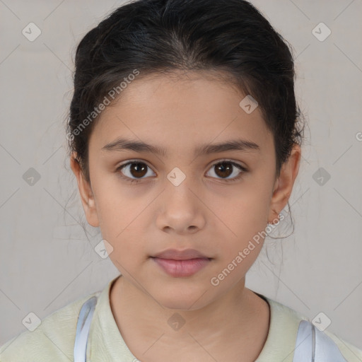 Neutral white child female with medium  brown hair and brown eyes