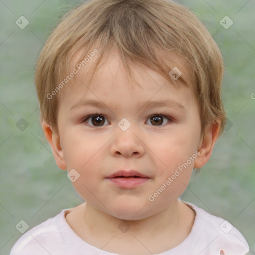 Neutral white child female with short  brown hair and brown eyes