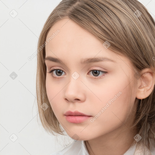 Neutral white child female with medium  brown hair and brown eyes