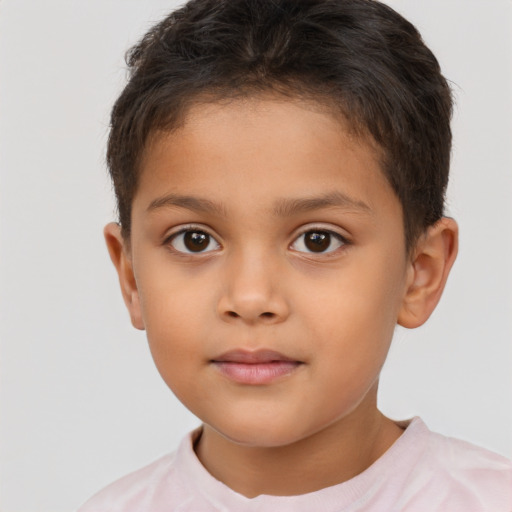 Neutral white child male with short  brown hair and brown eyes