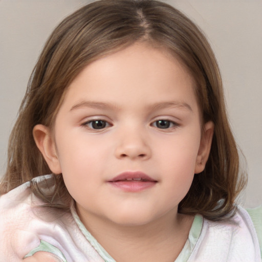 Neutral white child female with medium  brown hair and brown eyes