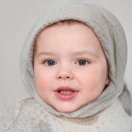 Neutral white child female with short  brown hair and blue eyes