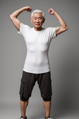 Mongolian 45 years male with  white hair