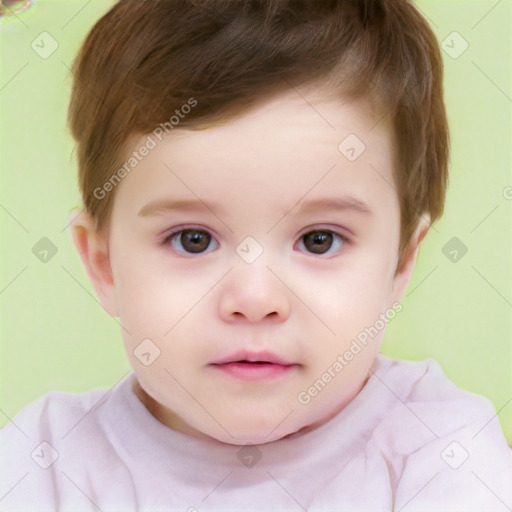 Neutral white child male with short  brown hair and brown eyes