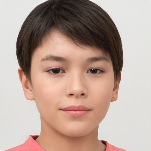 Neutral white child male with short  brown hair and brown eyes