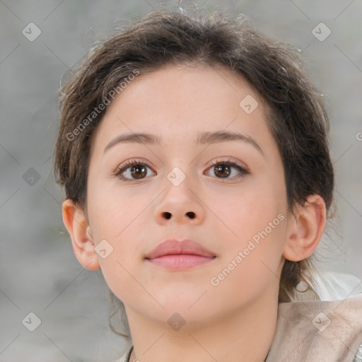 Neutral white child female with medium  brown hair and brown eyes