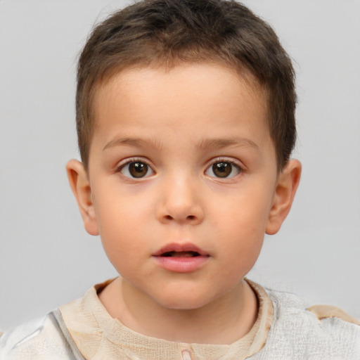 Neutral white child male with short  brown hair and brown eyes