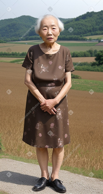 Korean elderly female with  brown hair