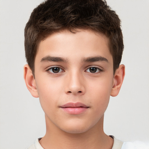 Neutral white child male with short  brown hair and brown eyes