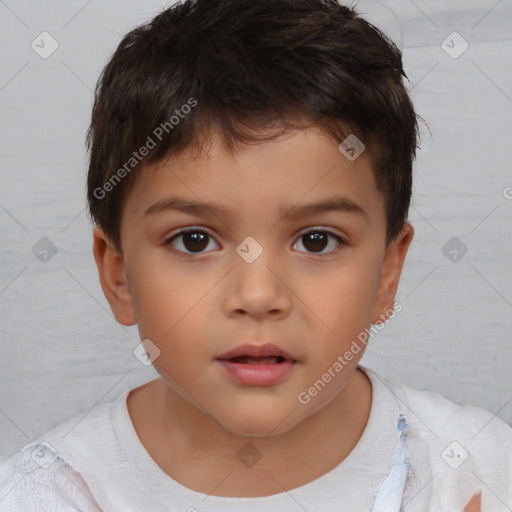 Neutral white child male with short  brown hair and brown eyes