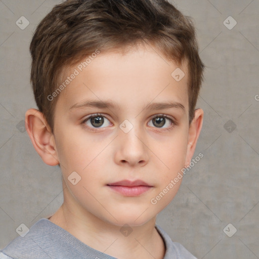 Neutral white child male with short  brown hair and brown eyes