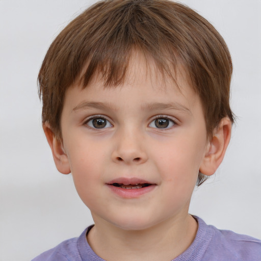 Neutral white child male with short  brown hair and brown eyes