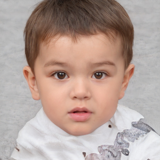 Neutral white child male with short  brown hair and brown eyes