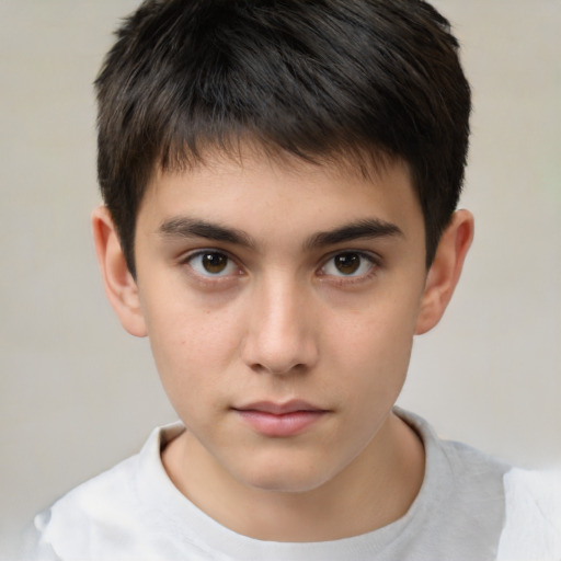 Neutral white child male with short  brown hair and brown eyes