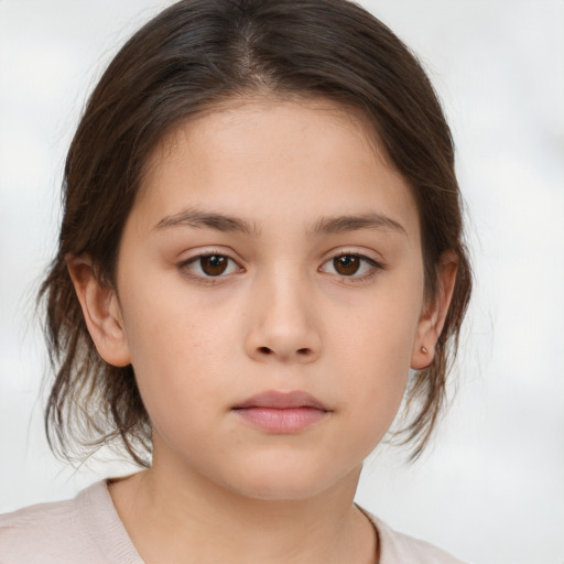 Neutral white child female with medium  brown hair and brown eyes