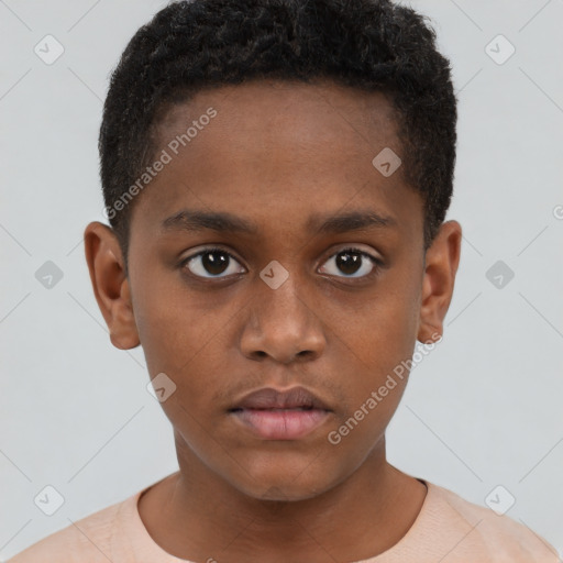 Neutral black young-adult male with short  brown hair and brown eyes