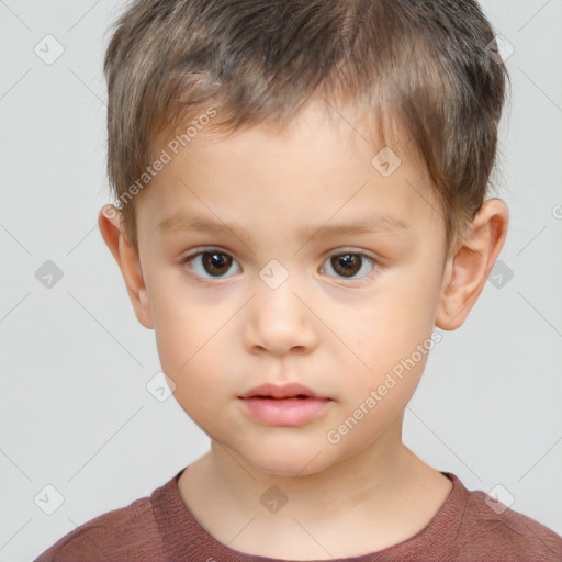 Neutral white child male with short  brown hair and brown eyes