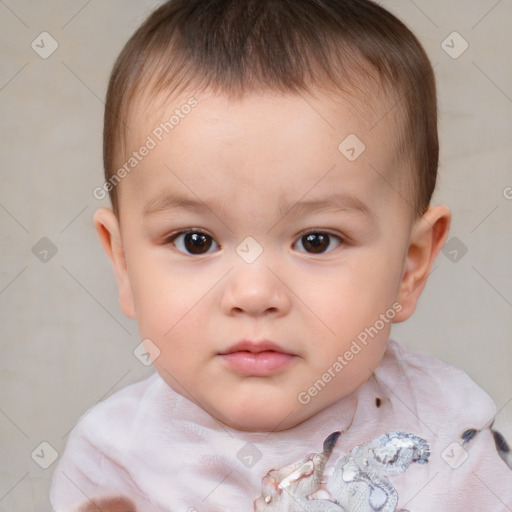 Neutral white child male with short  brown hair and brown eyes