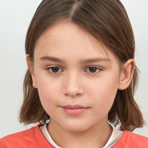 Neutral white child female with medium  brown hair and brown eyes