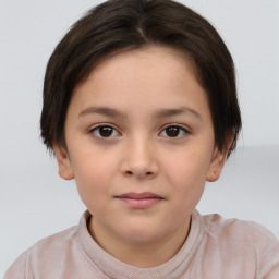 Neutral white child female with short  brown hair and brown eyes