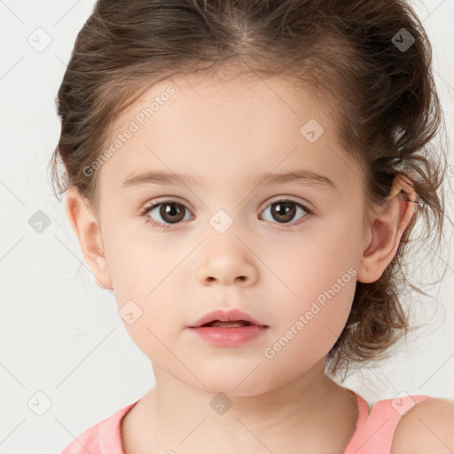 Neutral white child female with medium  brown hair and brown eyes