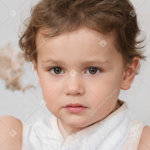 Neutral white child male with short  brown hair and brown eyes