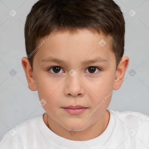 Neutral white child male with short  brown hair and brown eyes