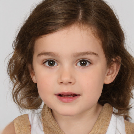 Neutral white child female with medium  brown hair and brown eyes